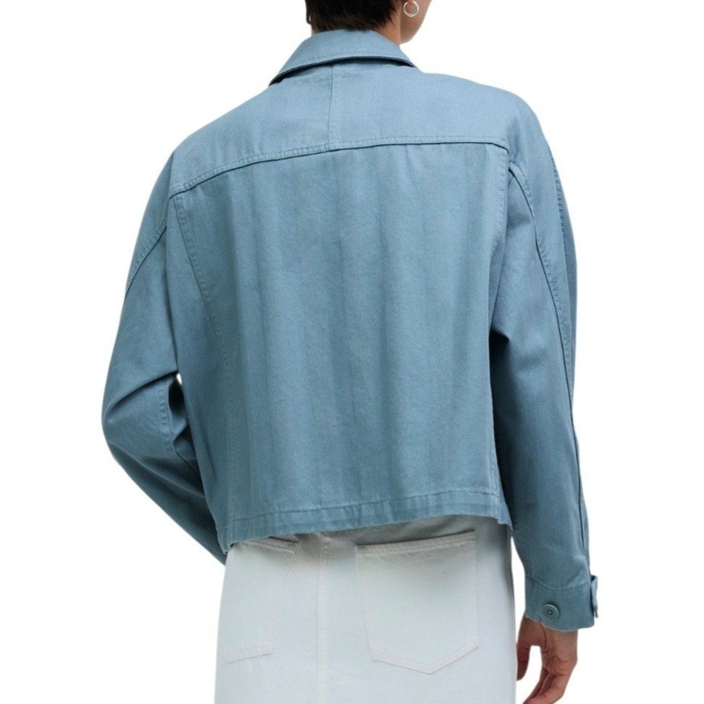Madewell Cropped Cargo Chino Jacket Faded River Blue Utility Boxy Cotton Small - Picture 2 of 11